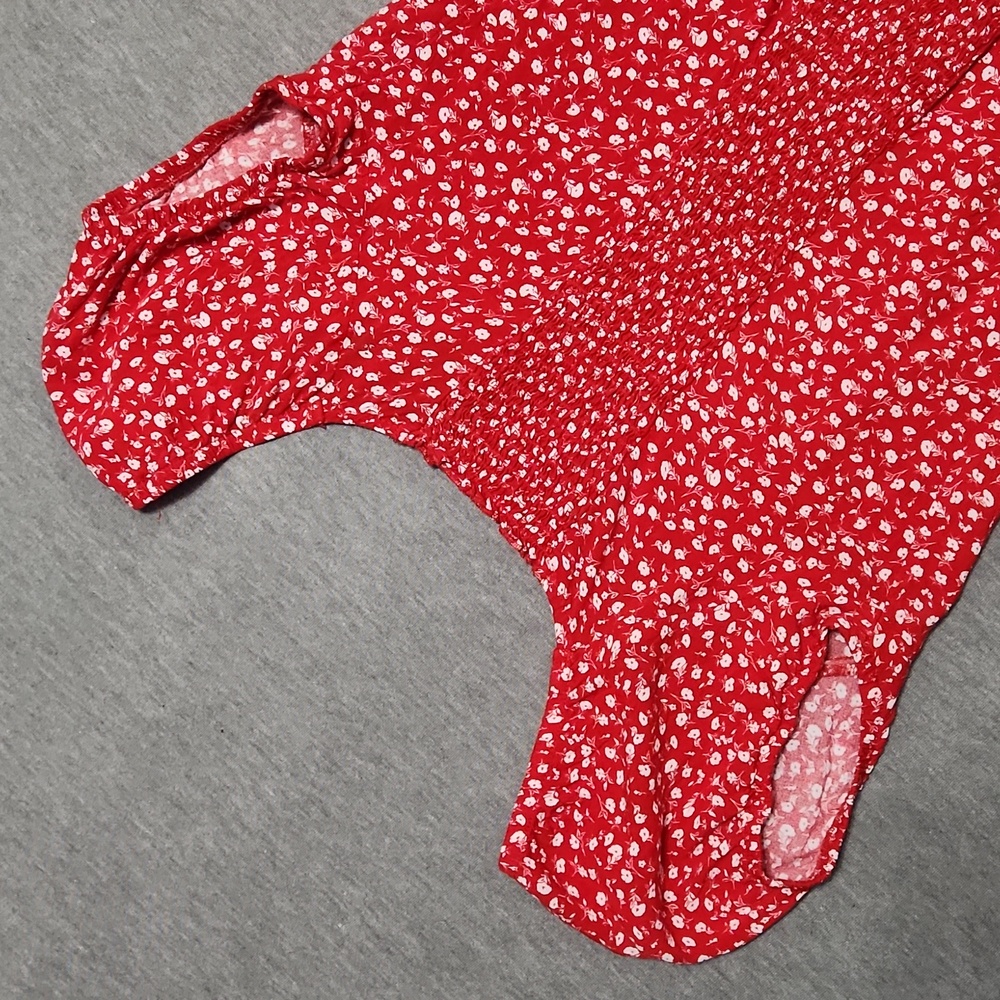 🔴 🆓️ FREE* No Boundaries Floral Crop Puff Sleeve Peasant Blouse Top Shirt - Picture 5 of 11